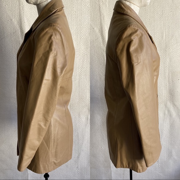 Vintage 70s S Italian Leather Hippy Coat Tan Brown - Picture 3 of 8
